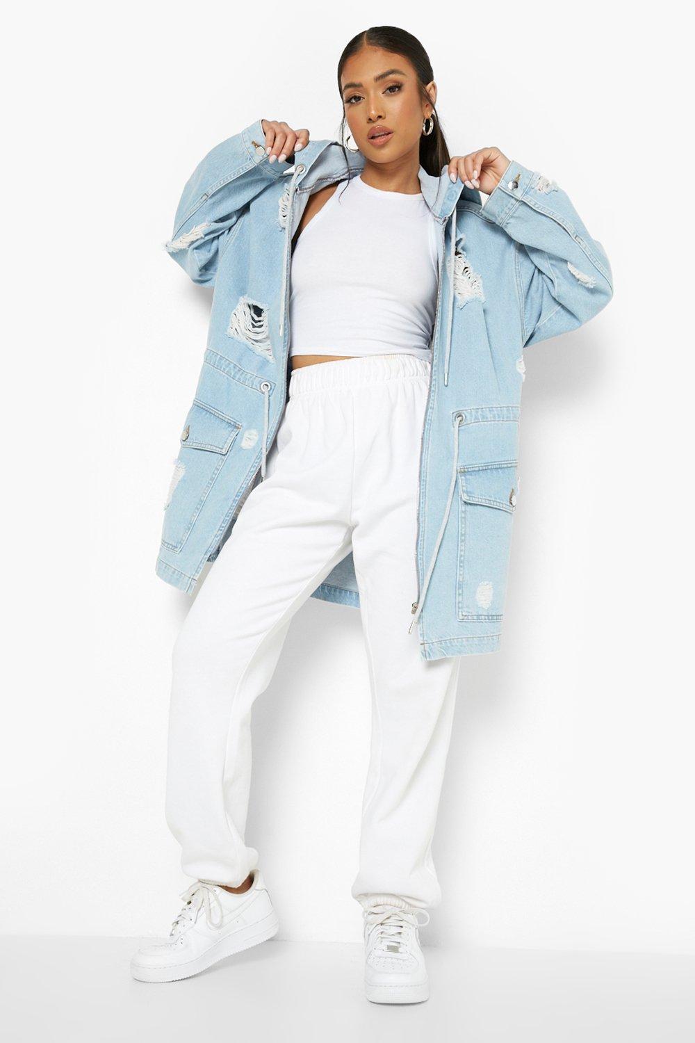 Petite longline denim on sale jacket